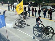 Picture of Civil War era cannons celebrating the opening of the O'Rorke Bridge.